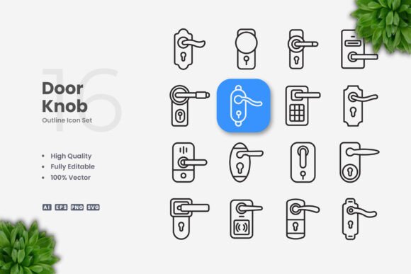 Door Knob Icons: Simple and Clean Design for Every Project