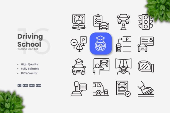 Driving School Icons for Every Digital and Print Need