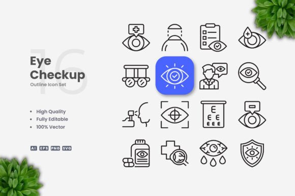 Eye Checkup Icons for Clean Visual Communication