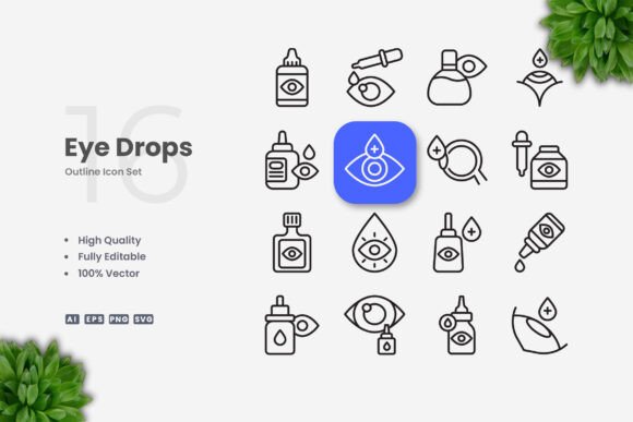 Eye Drops Icons for Versatile Design Projects