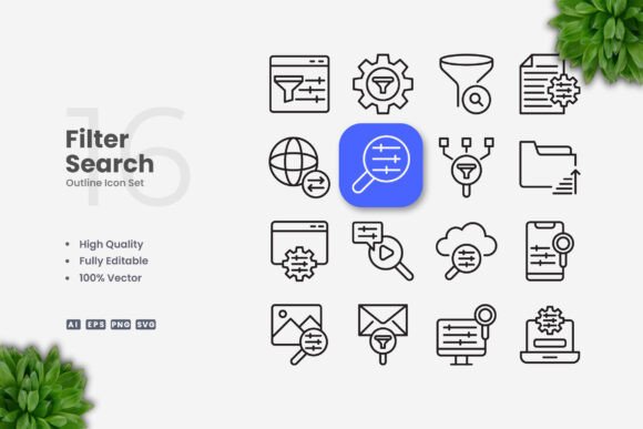Filter Search Icons: Clean Designs for Modern Projects
