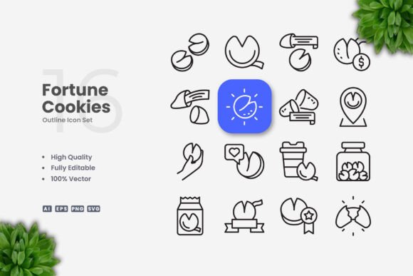 Fortune Cookies Icons: Clean Design for Modern Projects