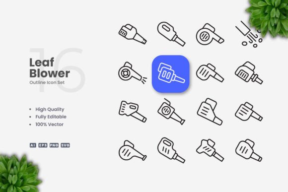 Leaf Blower Icons: Clean, Versatile Vector Graphics for Modern Design Projects