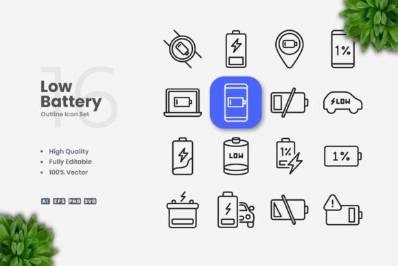 Low Battery Icons Made Simple and Clean