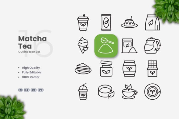 Matcha Tea Icons: A Flexible Vector Icon Set for Every Project