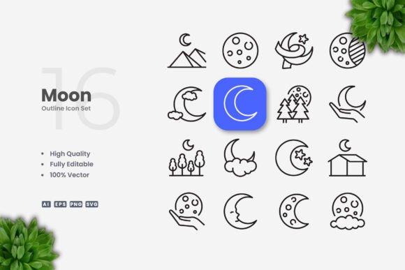 Moon Icons: Simple, Clean Vector Icons for Every Creative Project