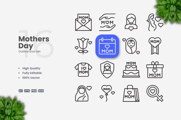 Mothers Day Icons: A Versatile Vector Collection for Every Creative Project