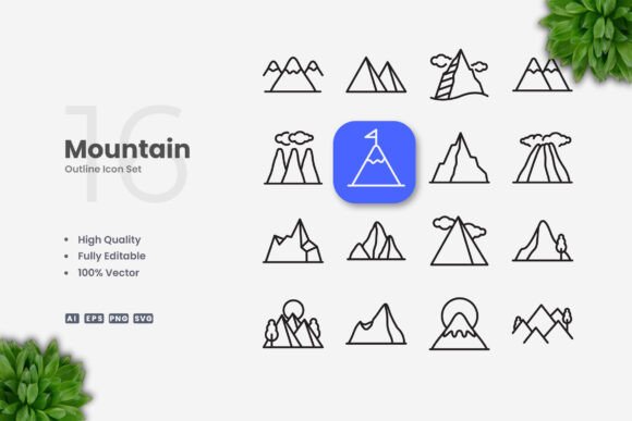 Mountain Icons: Clean Vectors for Modern Design