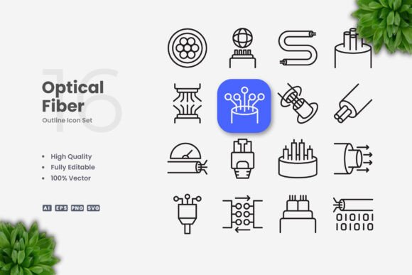 Optical Fiber Icons for Modern Visual Communication