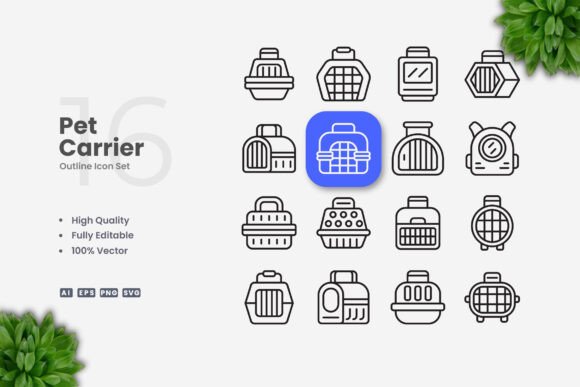 Pet Carrier Icons: Simple, Clean Vector Graphics for Almost Any Project