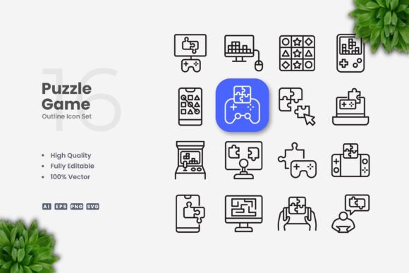 Puzzle Game Icons: Simple and Clean Icon Design for Modern Digital and Print Projects