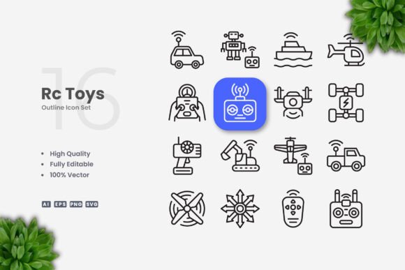 RC Toys Icons: A Versatile Vector Icon Set for Digital and Print Projects
