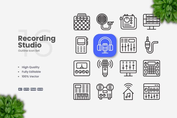 Recording Studio Icons for Modern Design Projects