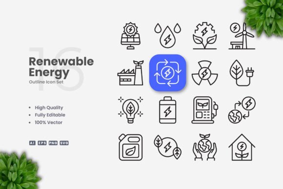 Renewable Energy Icons: A Versatile Visual Toolkit for Modern Communication