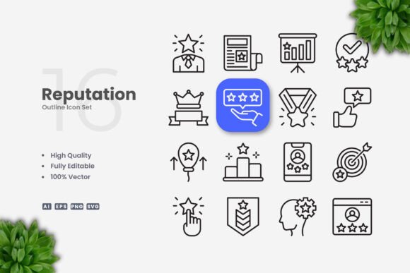 Reputation Icons: Clean Vector Set for Digital Projects