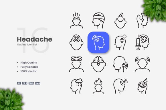 Simple and Clean Headache Icons