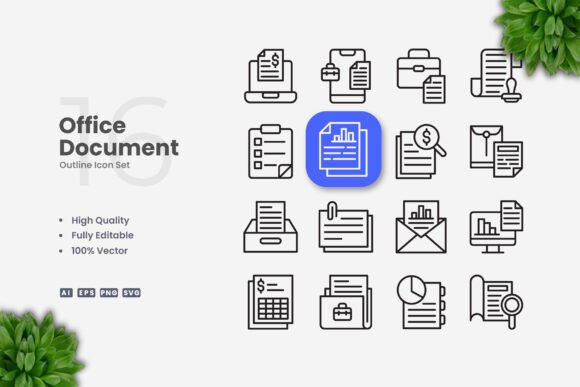 Streamline Your Visuals with Clean Office Document Icons